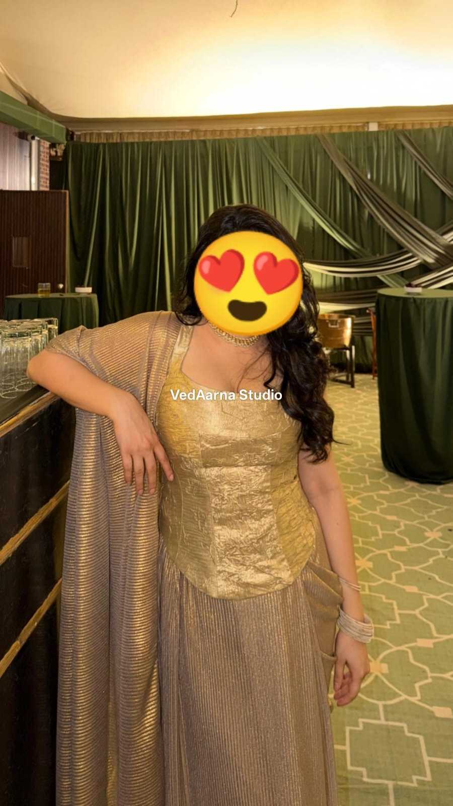 Aqua Beige Leaf Print Kurta Palazzo Set with Dupatta — customer photo