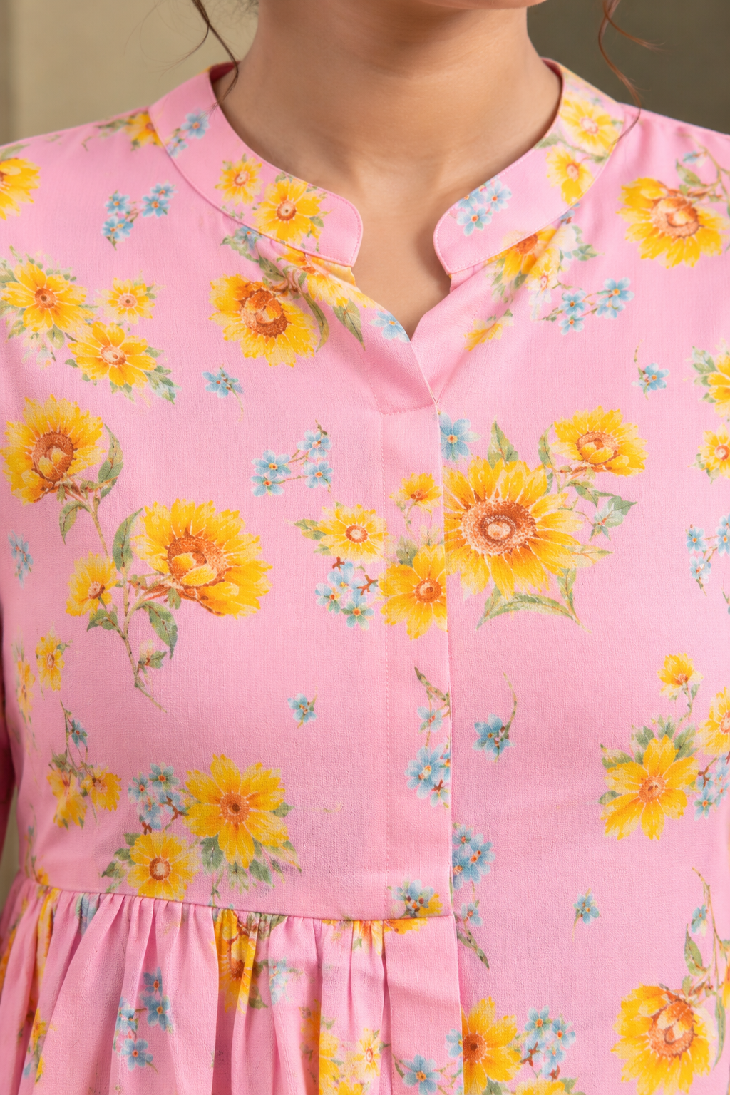 Pink Floral Printed Peplum Top with Palazzo Co-ord Set - View 8