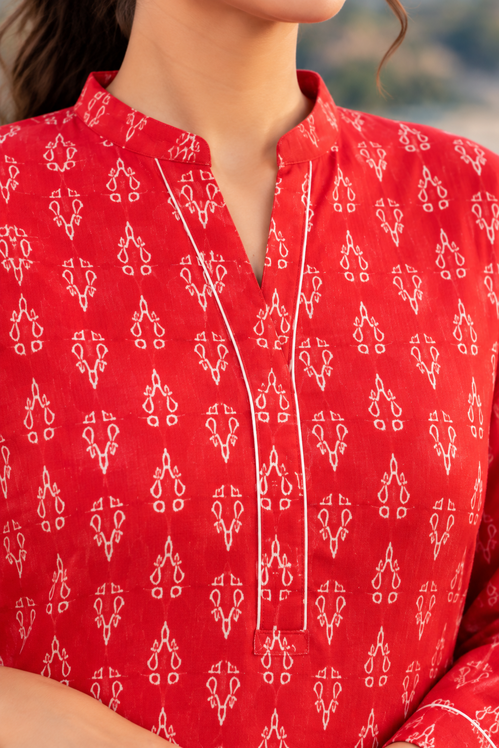 VedAarna Women Red & Ivory Printed Relaxed Co-ord Set - View 7