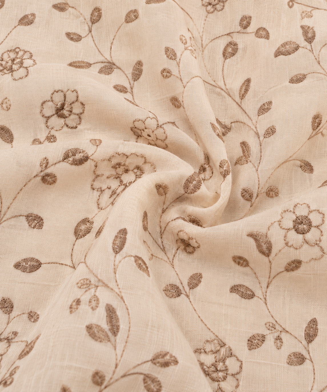 Beige Floral Embroidered V-Neck Short Kurta & Trouser Set - View 7