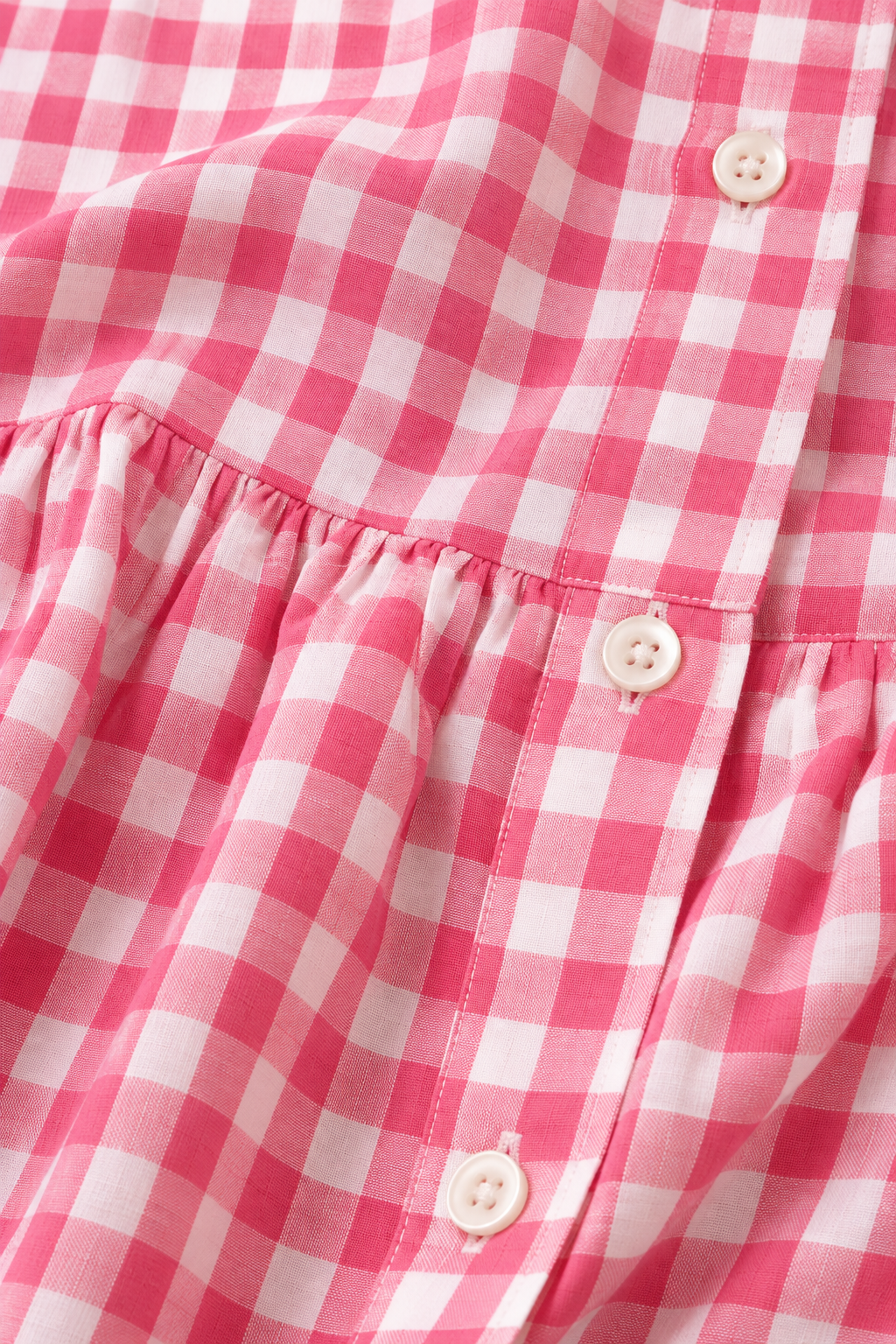 Pink & White Gingham Checked Peplum Shirt - View 7