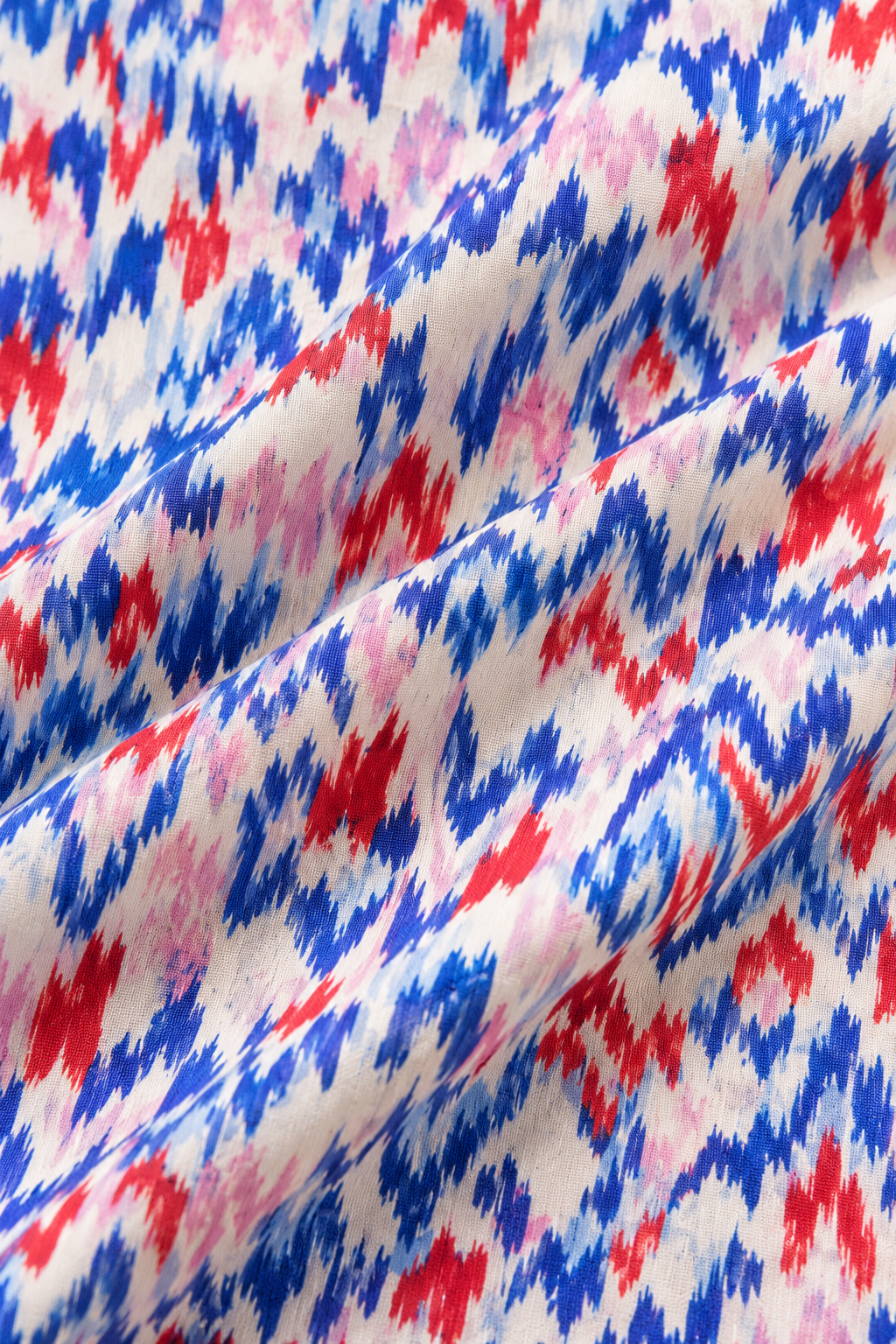 VedAarna Women White, Blue & Red Abstract Printed Relaxed-Fit Tiered Shirt Top - View 7