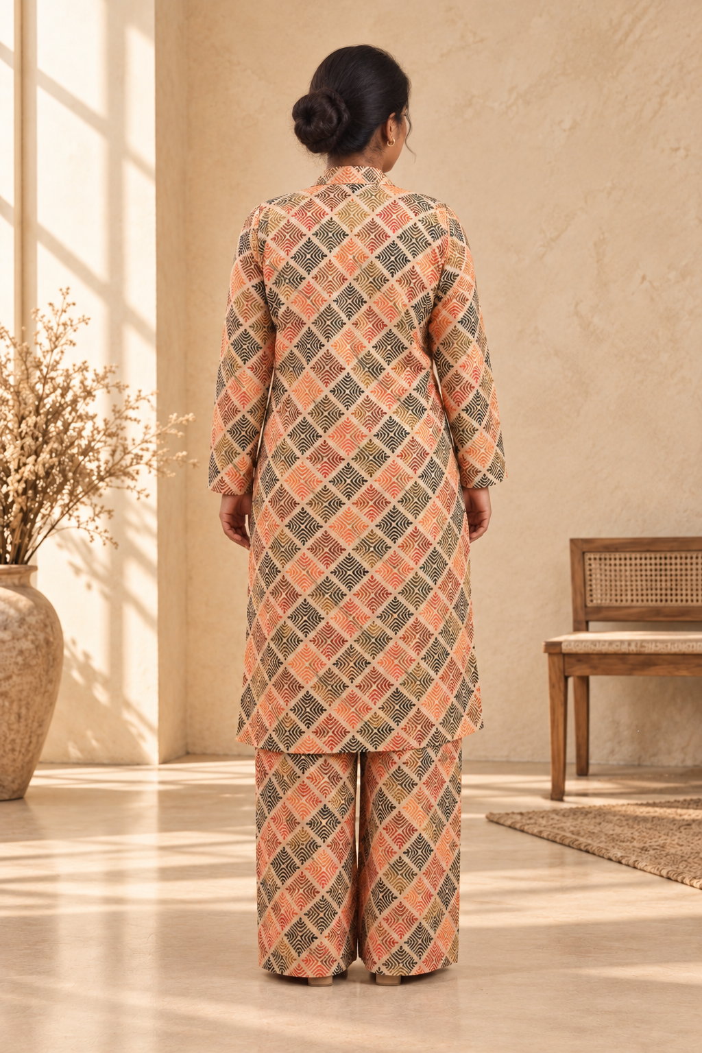 Multicolor Geometric Print Three-Piece Co-ord Set - View 3